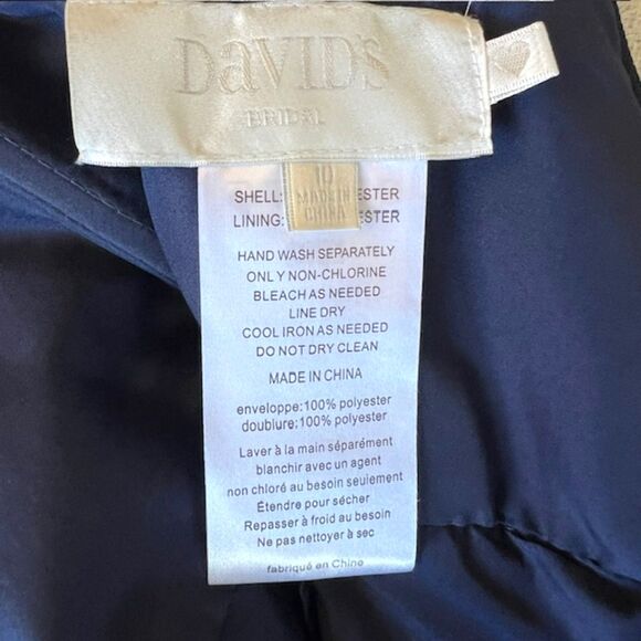 NWOT DAVIDS BRIDAL MARINE BLUE CHIFFON BRIDESMAID DRESS SIZE 10 W11082 - Picture 13 of 13